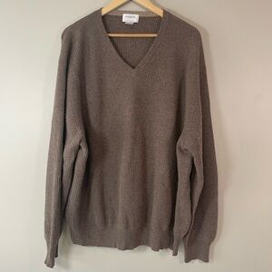 Dorce Men’s XXL Brown Cashmere Sweater V-Neck Pullover Soft Luxury Knit Business